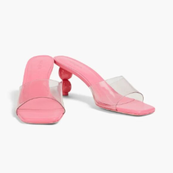 Cult Gaia Gigi PVC Slip-on Mules In Pink Sz 40 Sculptural Heels Square Toe - Picture 2 of 10